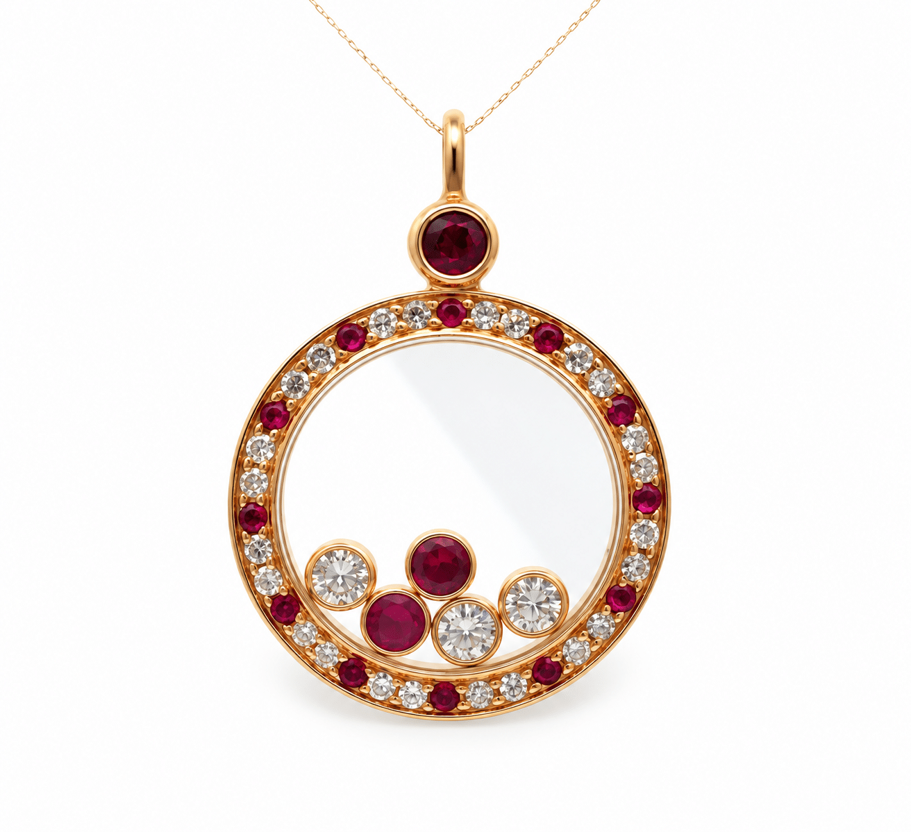 Chopard Happy Diamonds Anhänger Gold 750 mit Diamanten und Rubinen