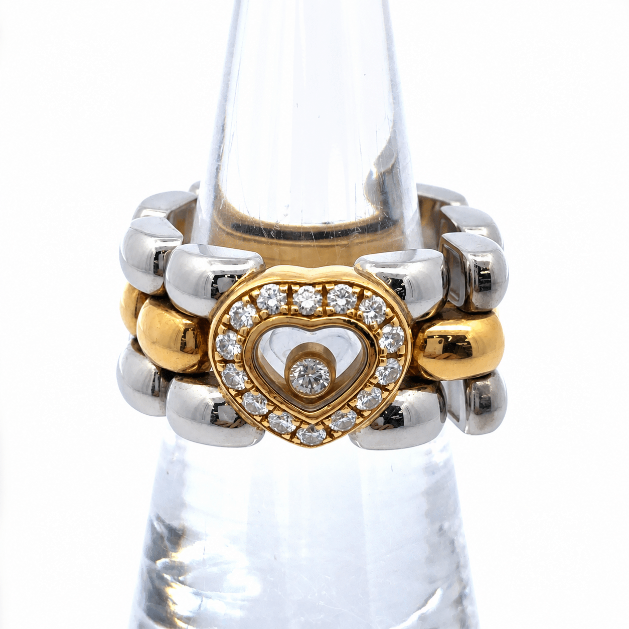 Chopard Happy Diamonds Kettenring Gold 750 Stahl Diamanten Größe 52